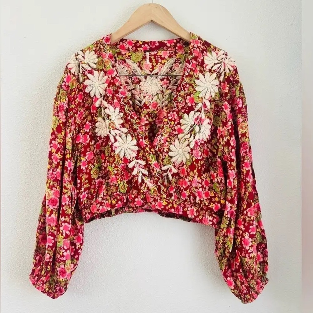 NEW Free People Nyomi Floral Embroidered Women's Top XS